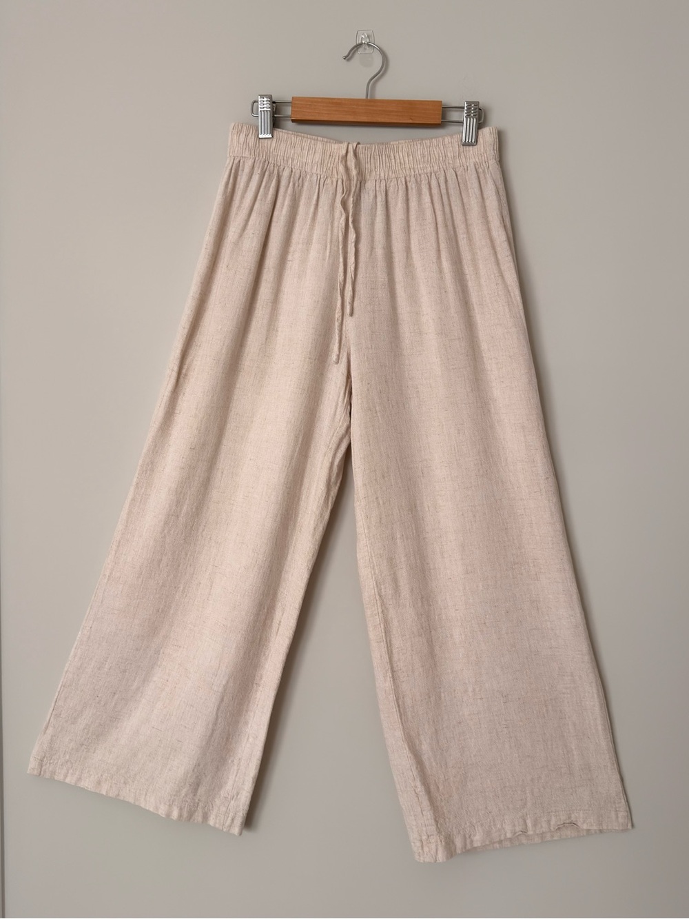 Princess Polly Cream Elastic-Waist Textured Pants